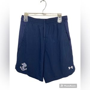 U.S. Navy UA blue workout shorts. Large